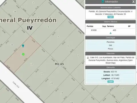 Terreno en Venta de 405,0 m2