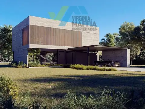 Casa en dos plantas con hormigon visto a la laguna en Riberas Puertos del Lago