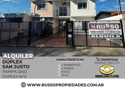 Alquiler Duplex 4 ambientes - San Justo