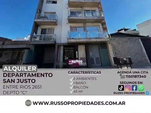 Alquiler Departamento 2 Ambientes - San Justo