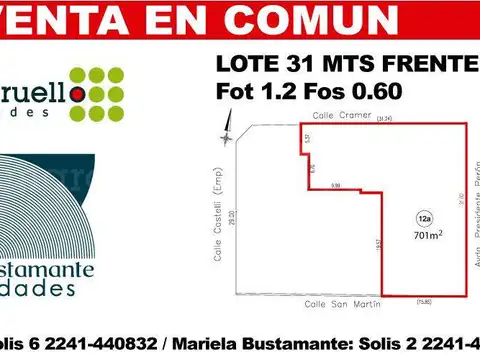 Terreno en Venta de 701,0 m2