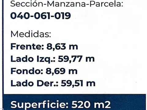 Terreno en Venta en Parque Chacabuco, USD 690.000