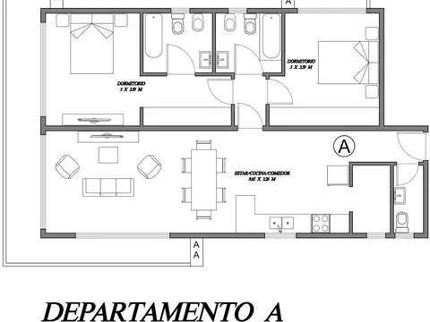 Departamento en Venta de 3 ambientes