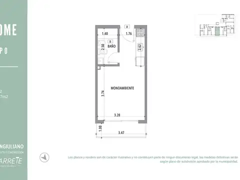 Departamento en Venta de Monoambiente
