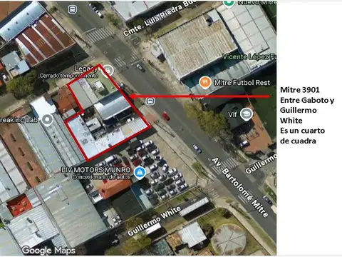 VENTA DE LOTE ESQUINA COMERCIAL EN  BLOCK CON RENTA MITRE 3900, MUNRO