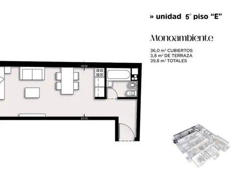 Departamento en Venta de 1 dormitorio