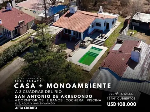 Venta Casa De 3 Dormitorios Departamento Y Pileta A 3 Cuadras Del Río En San Antonio De Arredondo