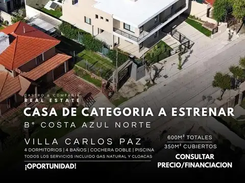 Venta Casa De Categoría a Estrenar con Piscina Infinita, Quincho y 4 Dormitorios en Costa Azul Norte