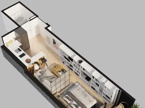 Departamento 2 ambientes con 1 baño