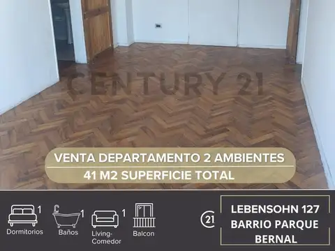 VENTA DEPARTAMENTO 2 AMBIENTES BERNAL - BARRIO PARQUE