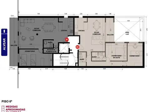 Departamento 3 ambientes con 4 baños