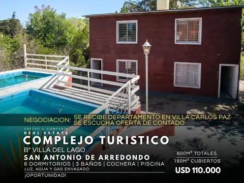 VENTA COMPLEJO TURÍSTICO A MTS DEL RÍO- VILLA DEL LAGO, CARLOS PAZ