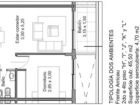 Av. Angel T. de Alvear 200 // Cuarto Piso "H", 2 Ambientes