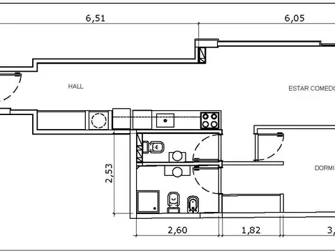 Departamento 2 ambientes con 1 baño