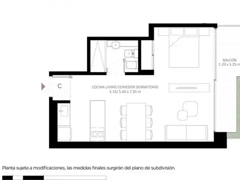Departamento en Venta de Monoambiente
