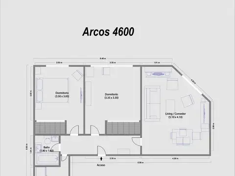 Depto Tipo Casa 3 ambientes con 1 baño