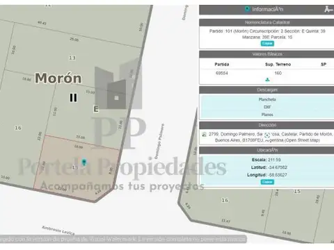 Terreno en Venta 15  mts Fondo
