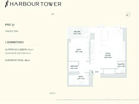 Departamento en Venta de 1 dormitorio