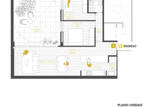 Venta / permuta - Departamento 2 dormitorios amoblado con patio - Lourdes, Rosario.