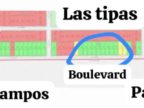Venta Terreno Las Tipas 455 m2, fondo Norte
