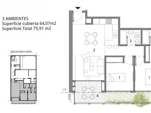 Departamento en Venta de 2 dormitorios
