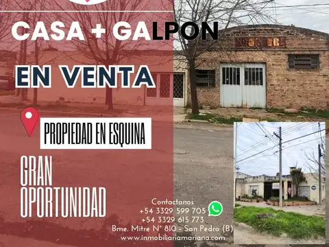 Casa + Galpon a refaccionar - San Pedro