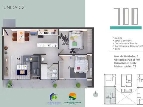 Departamento 3 ambientes con 1 baño