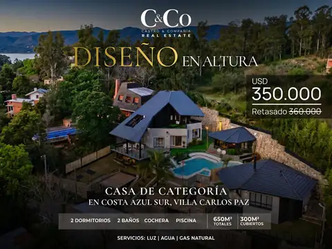 Venta Casa De Categoría de 2 Dormitorios Piscina Playa, Jacuzzi en Costa Azul Sur - Villa Carlos Paz