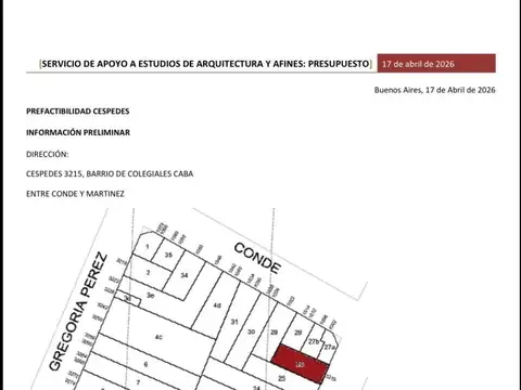 Terreno en Venta en Colegiales, USD 590.000