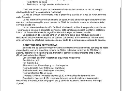 Terreno en Venta en San Miguel, USD 58.000