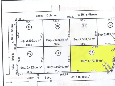 Terreno en Venta de 4174,0 m2