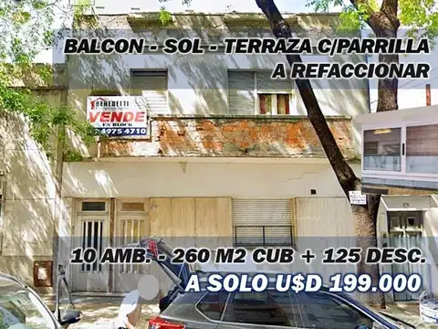 Casa 260 m2 cub., lote propio, Sánchez de Loria y San Juan.