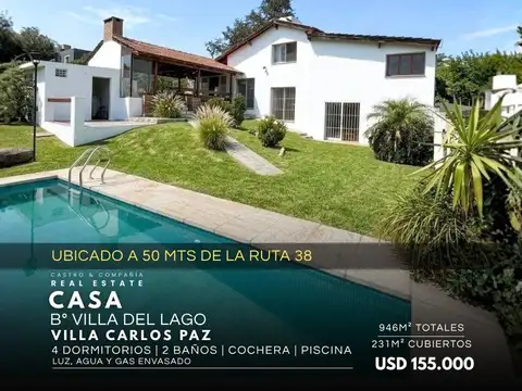 Venta Casa 3 / 4 Dormitorios Con Piscina A 50 Metros De Ruta 38 En Villa Del Lago - Villa Carlos Paz