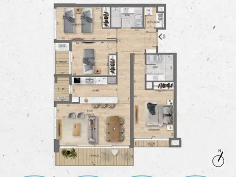 VENTA Apartamento 3 dormitorios Lago Calcagno