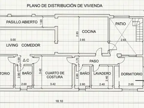 Casa 3 ambientes con 2 baños