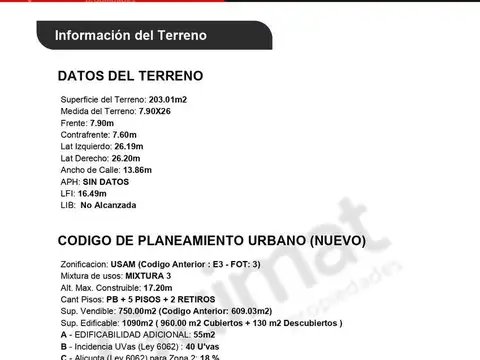Terreno en Venta de 203,0 m2