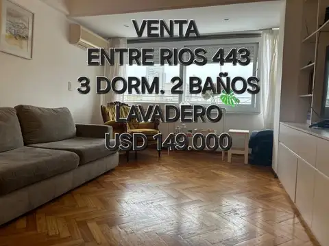 VENTA DPTO. 3 DORM. 2 BAÑOS ENTRE RIOS 400