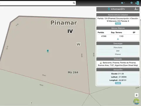Terreno en Venta en Pinamar, USD 78.000