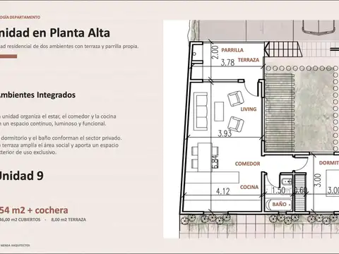 2 Ambientes con Terraza – Casas de Capilla