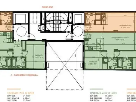 Departamento Monoambiente con 2 baños