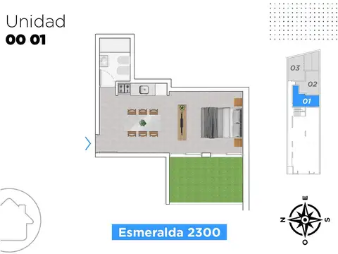 Departamento Monoambiente con 1 baño