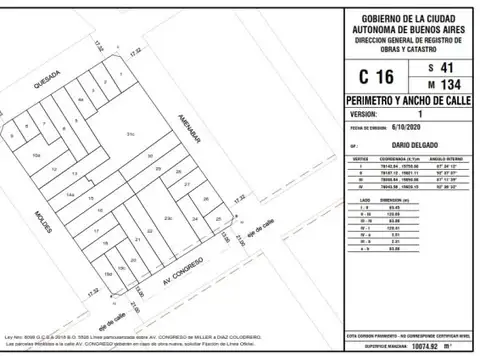 Terreno en Venta en Belgrano, USD 1.162.420