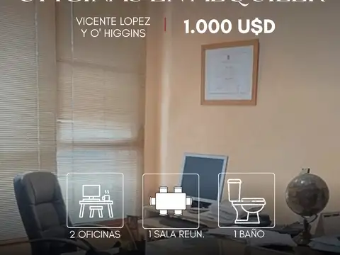 Oficina en alquiler ubicado en Vicente Lopez y O' Higgins