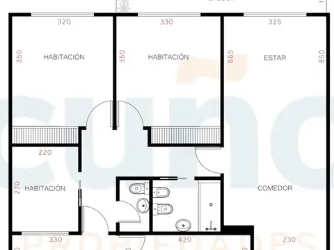 Departamento 3 ambientes con 1 baño