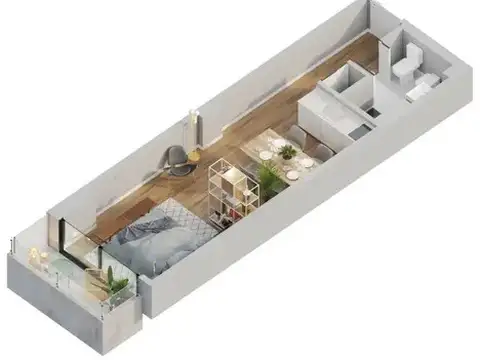 Departamento 3 ambientes con 1 baño