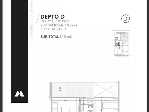 Departamento en Venta con 1 cocheras
