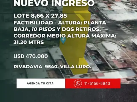 Terreno en Venta 28  mts Fondo