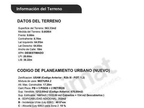 Terreno en Venta de 563,0 m2