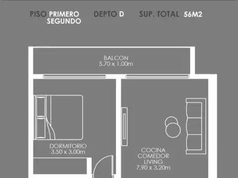 Departamento en Venta de 2 ambientes