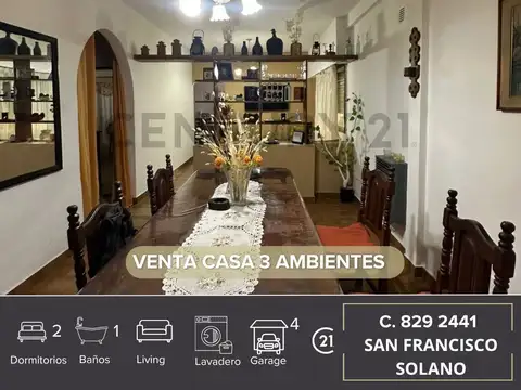 VENTA CASA 3 AMBIENTES / COCHERA / PATIO - SOLANO